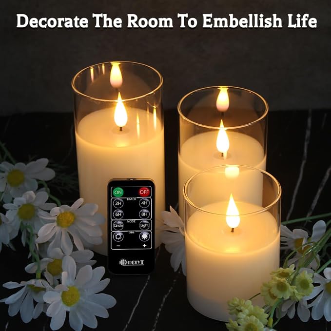 Glass Rechargeable LED Flickering Flameless Candles - Image 7