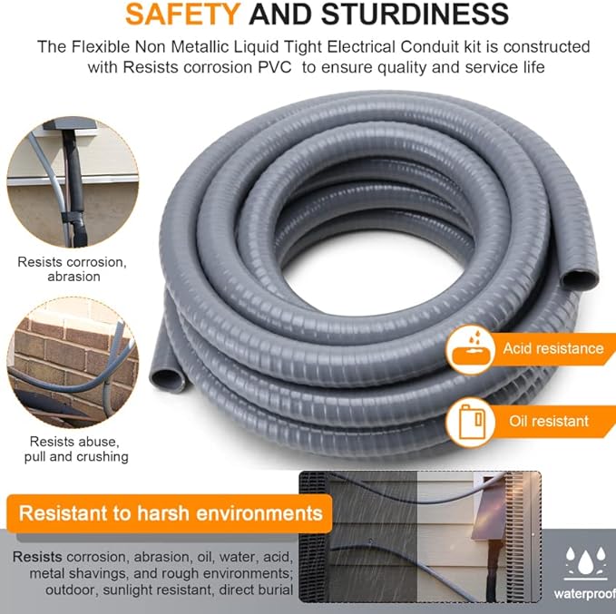 DWALE Liquid-Tight Conduit and Connector Kit, Flexible Non Metallic Liquid - Image 5