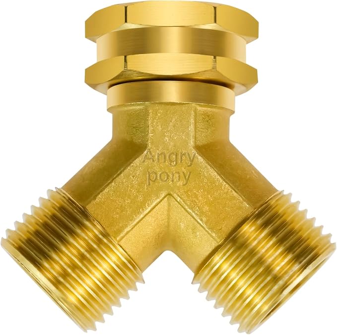 Angry Pony Hose Splitter 2 Way, Solid Brass 3/4 GHT Full Flow Wye | by AngryPony