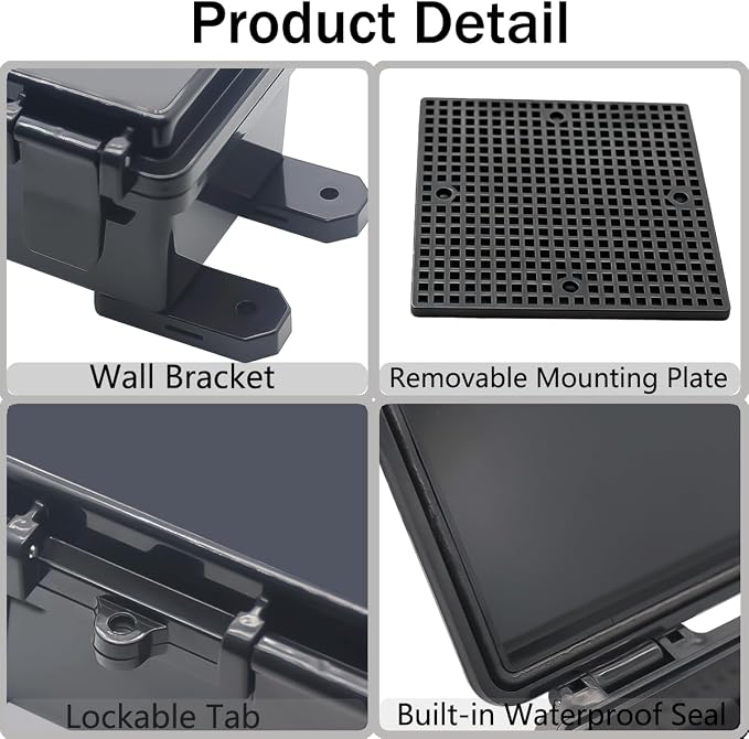 Junction Box, Hinged Black Cover IP67 Waterproof ABS Project Box - Image 4