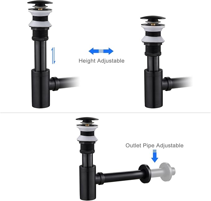 1-1/4" Brass Bottle P-Trap No Overflow Drain Kit Oil-Rubbed Bronze - Image 4