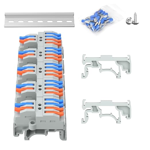 5Pcs Lever Wire Connectors, 2 in 4 Out, 4-2.5 mm² | 4-2.5 mm² Quick Wiring DIN by GUETNEU