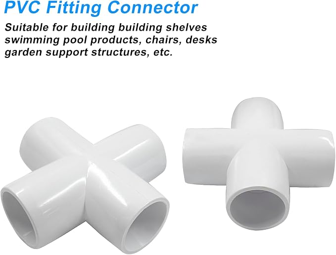 Piutouyar 4 Pcs 3/4" Cross Elbow PVC Pipe Fitting, 4 Way | Furniture Grade Pipe - Image 3