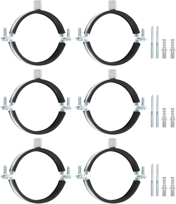 uxcell 6 Pcs Adjustable Pipe Bracket Clamp, 3-1/2" Wall Ceiling Mount Split by uxcell