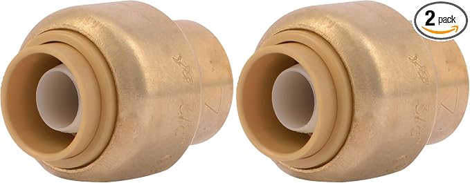 SharkBite 3/8 Inch Push Cap, Push to Connect Brass Plumbing Fitting, PEX Pipe by SharkBite