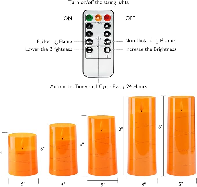 Homemory Halloween Flameless Candles, Fall Decor | Acrylic Flickering Battery - Image 7