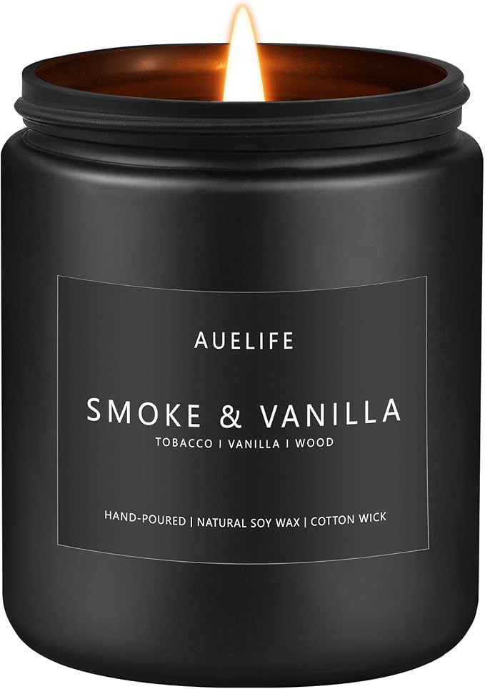 Smoke Vanilla Scented Candle, 7 oz Soy Candle by Auelife