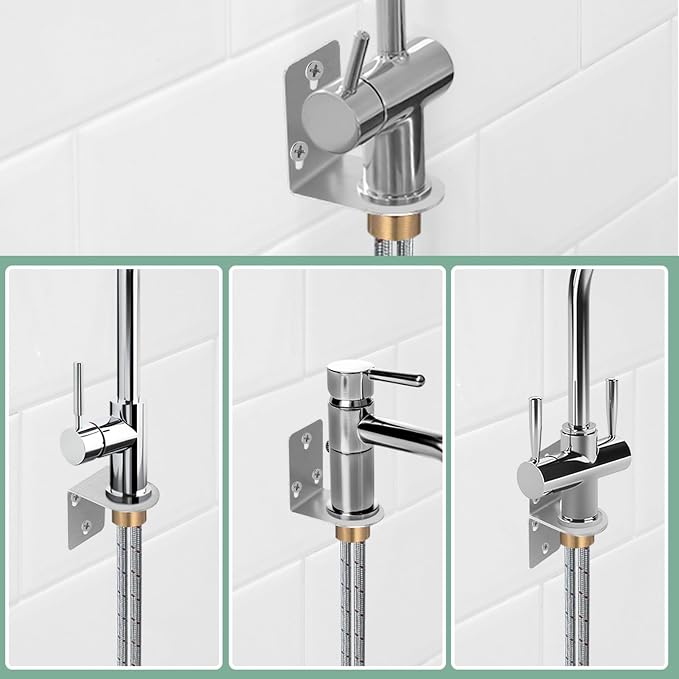Angoily 1 Set Faucet Bracket, Wall Mounting Rack 1/2 Inch L Bracket Wrench Sink - Image 6