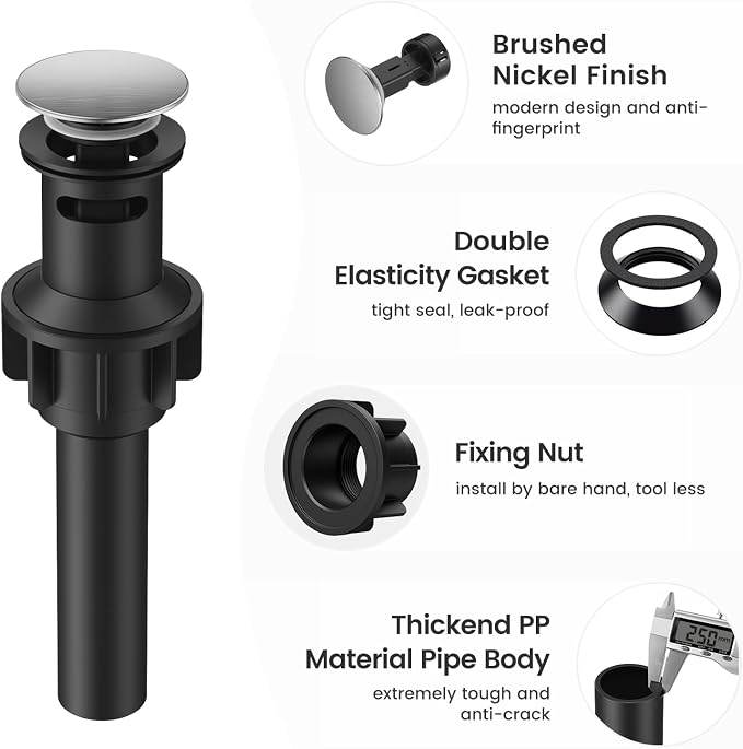 Bathroom Sink Drain with Overflow with Hair Catcher Anti-Clog Sink Strainer - Image 6