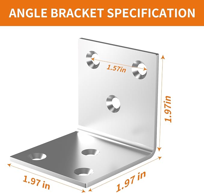 40Pcs Stainless Steel Angle Bracket 2In Heavy Duty Corner Brackets - Image 2