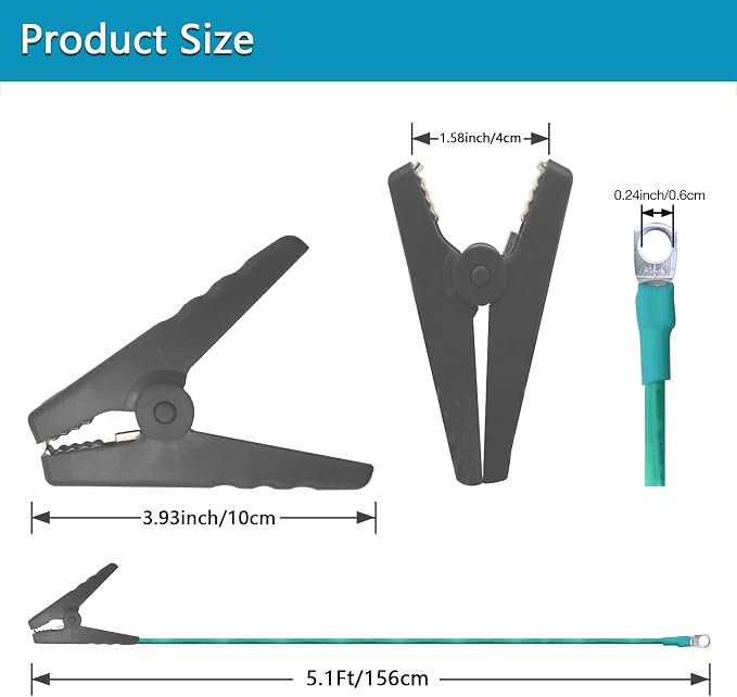 Portable Ground Rod with 5.1ft 12AWG UL Listed Grounding Wire with Crocodile - Image 5