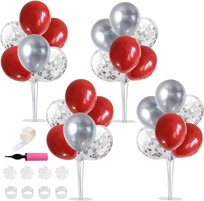 TONIFUL 4 Set Red Sliver Balloon Stand Balloon Centerpieces - Image 7