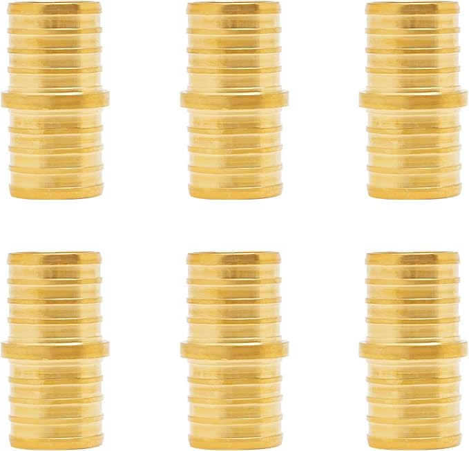 6-Pack 1" PEX Straight Coupling, 1 Inch PEX Fittings | Brass by SUNGATOR