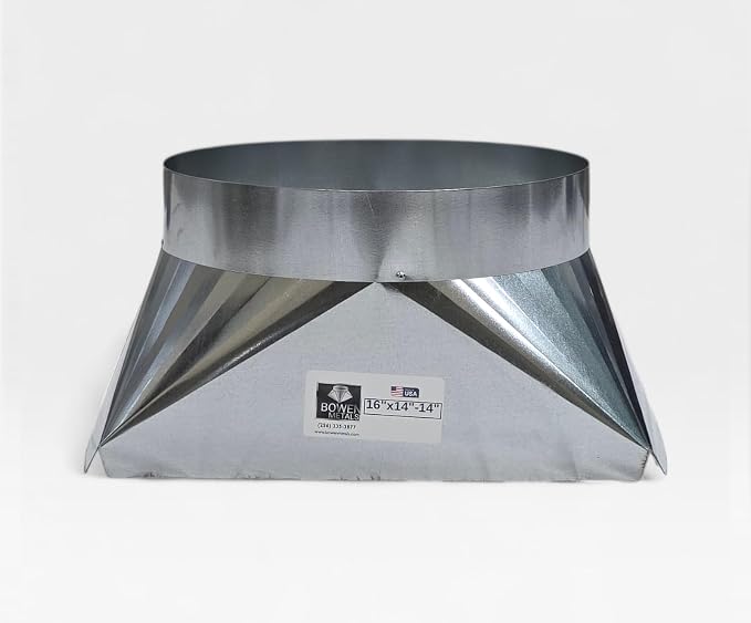 16"x14"-14" Square-to-Round Duct Transition Adapter by BowenMetals