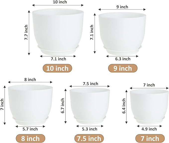 YNNICO Plant Pots 10/9/8/7.5/7 inch Flower Pots - Image 2