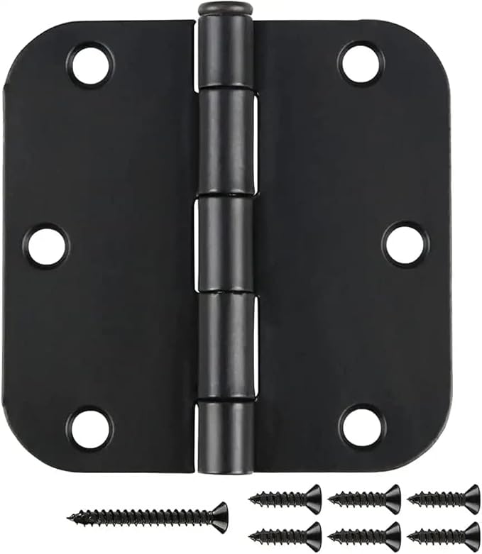 6 Pack Matte Black Interior Door Hinges Round 3.5" x 3.5 Inch 5/8" Radius | - Image 7