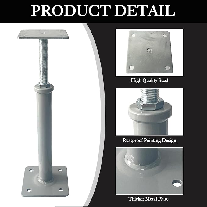 4 Pack Adjustable House Jacks, 11.8"-16" Screw Jack Post | 8800 Lbs Capacity - Image 5