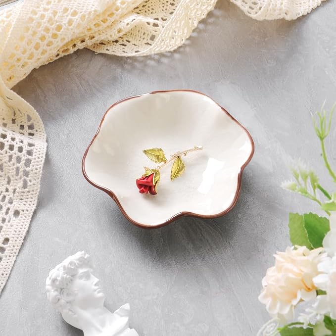 Ice Cracking Leaf Jewelry Dish, Decorative Ring Holder Small Trinket Tray Bowl - Image 3