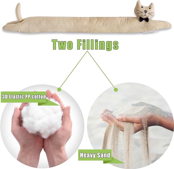 Cat Fabric Under Door Draft Stopper, 3LB Heavy Duty Decorative Soundproof Door - Image 4