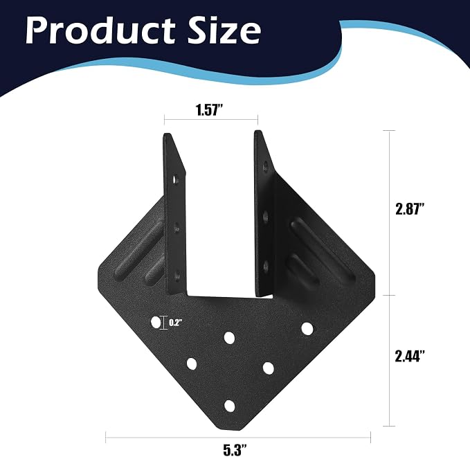24Pcs Hurricane Tie for Rafter, Heavy Duty 2mm Thick Hurricane Strap | Black - Image 3