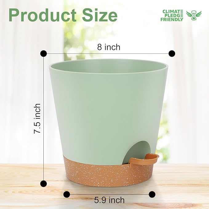 YNNICO 8-Inch Plant Pots, Self-Watering Planters - Image 3