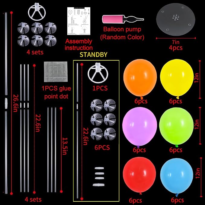 TONIFUL 4 Set Colourful Balloon Stand Balloon Centerpieces - Image 2