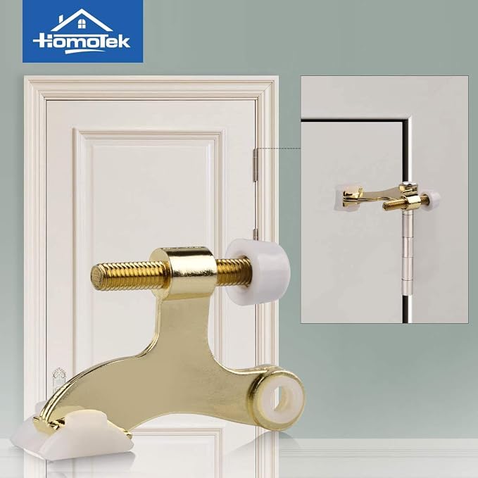 HOMOTEK 24 Pack Hinge Pin Bright Brass Door Stopper, Adjustable Deluxe Heavy - Image 6