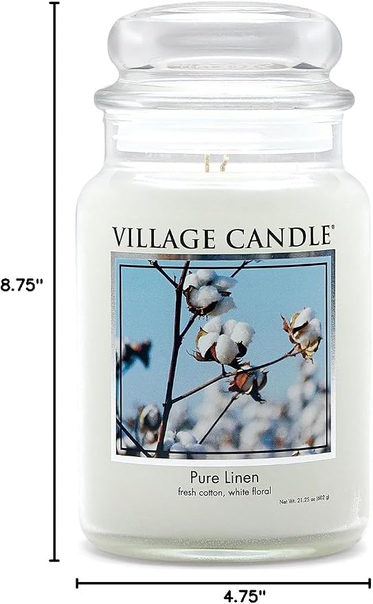 Village Candle Pure Linen Large Glass Apothecary Jar Scented Candle, 21.25 oz - Image 6