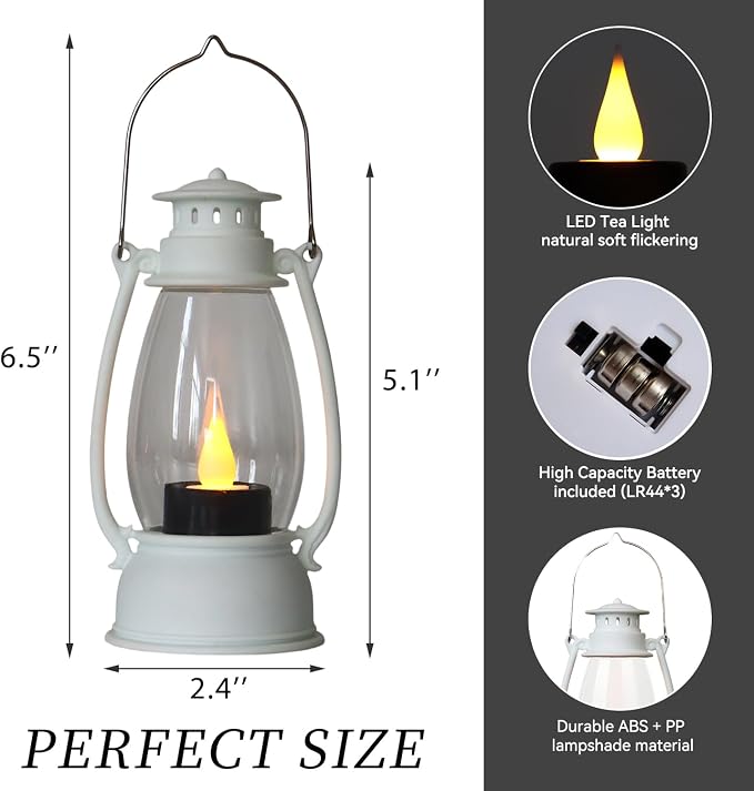 White Mini Lanterns Decorative 6-Pcs - Image 3
