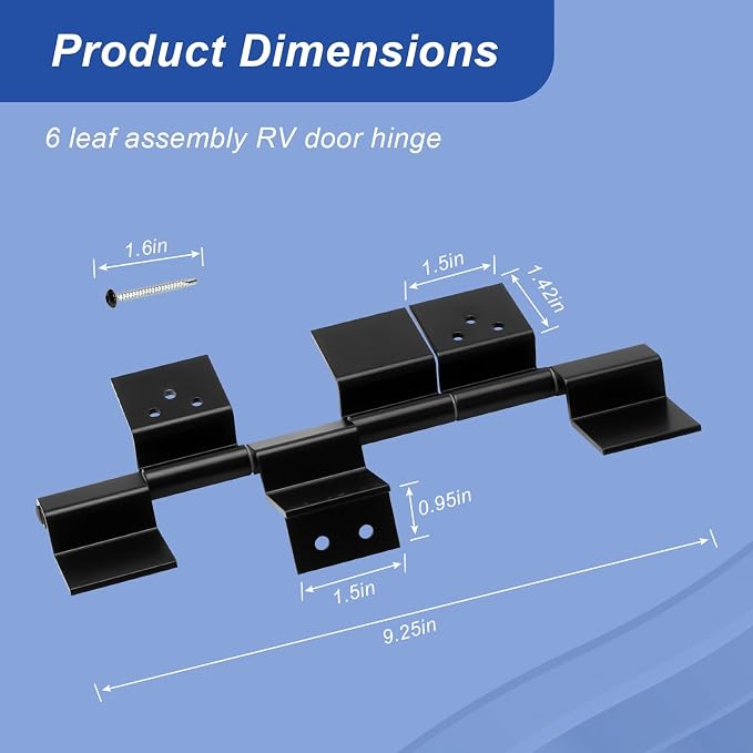Black 198295 Friction Hinge Assembly 6 Leaf | Trailer Door Hinge Rv Door Hinge - Image 3