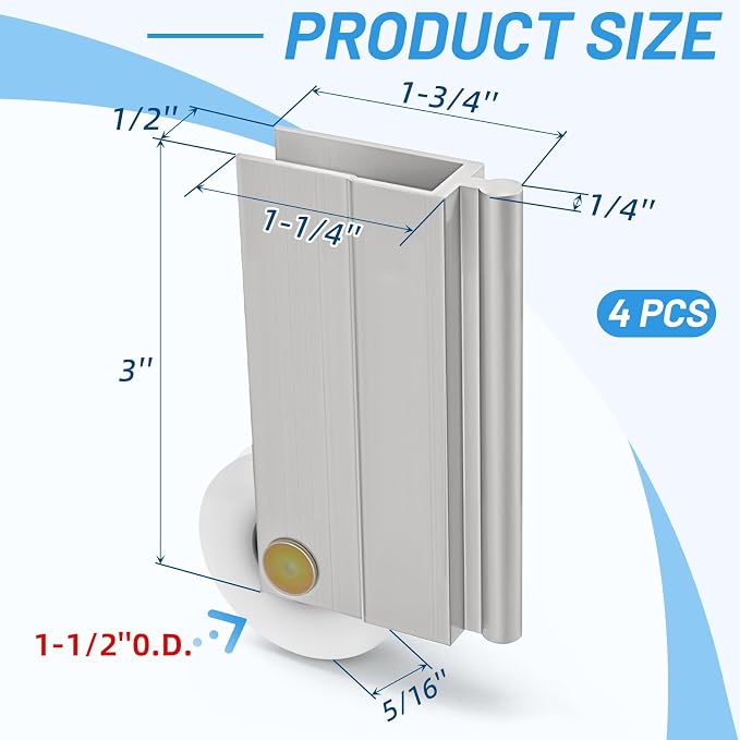 Therwen 4 Pack 1.5 Inch Sliding Door Roller Assemblies - Image 2