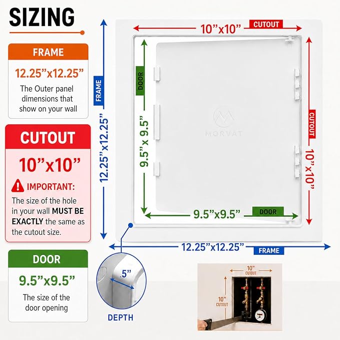 Morvat Access Panel 10x10 Inch for Drywall & Ceiling - Image 2