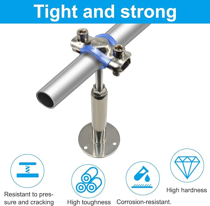 304 Stainless Steel Ceiling Mount Pipe Support Bracket, 16-19mm OD Pipe - Image 2