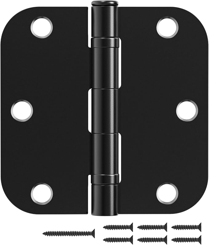 6 Pack Matte Black Door Hinges 3.5 Inch 5/8" Radius Round Ball Bearing | - Image 8