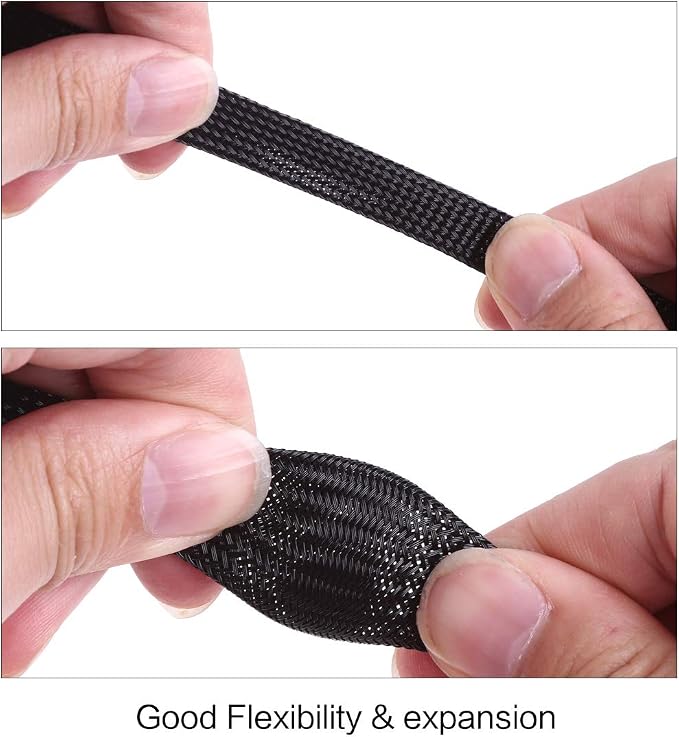 Keco 50ft – 1/4 inch & 1/2 inch PET Expandable Braided Cable Sleeve – Wire - Image 5