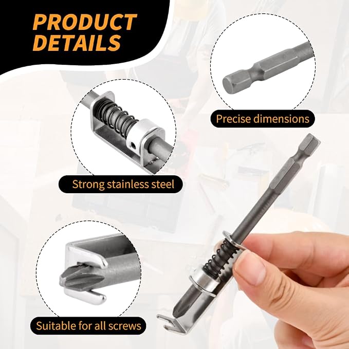 2Pcs Spring-loaded Screw Holder Bit, Scalable Screw Drive Guide Drill Bit Tip - Image 3