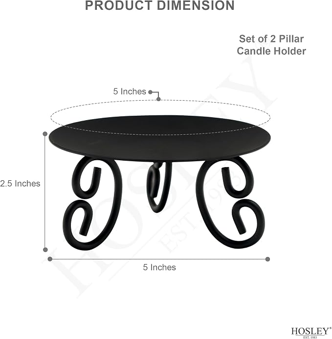 Hosley Set of 2 Black Iron Pillar Candle Holders - Image 7