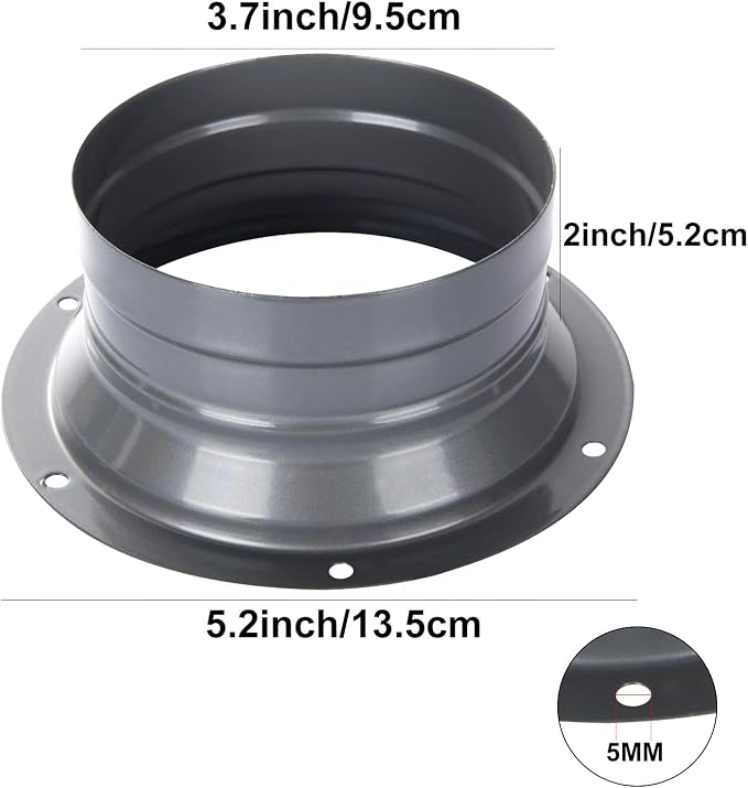 4 PCS 4 Inch Duct Connector Flange Inlet Fitting Metal Straight Pipe Flange - Image 2