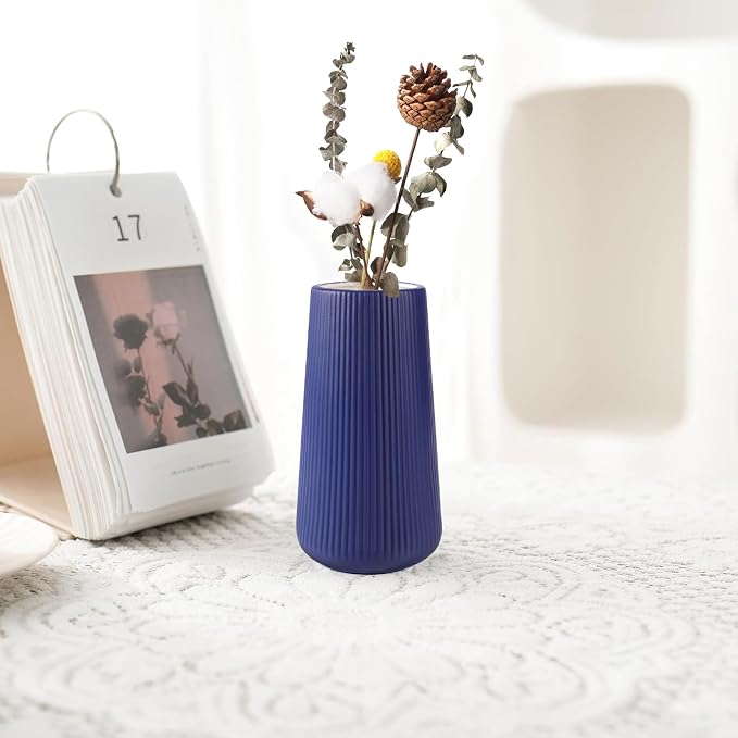 Navy Blue Ceramic Vase, GUKJOB Small Cute Flower Vase - Image 5