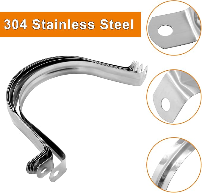 Biaungdo M100 Rigid Pipe Strap, 4 Inch Stainless Steel, U Bracket Pipe Clamps - Image 6