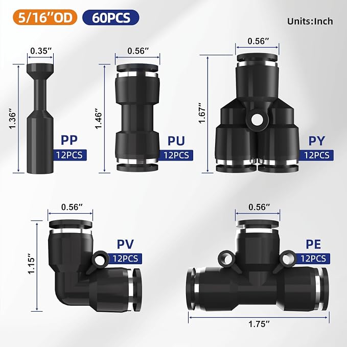 5/16”OD 8mm Push to Connect Fittings - Image 2