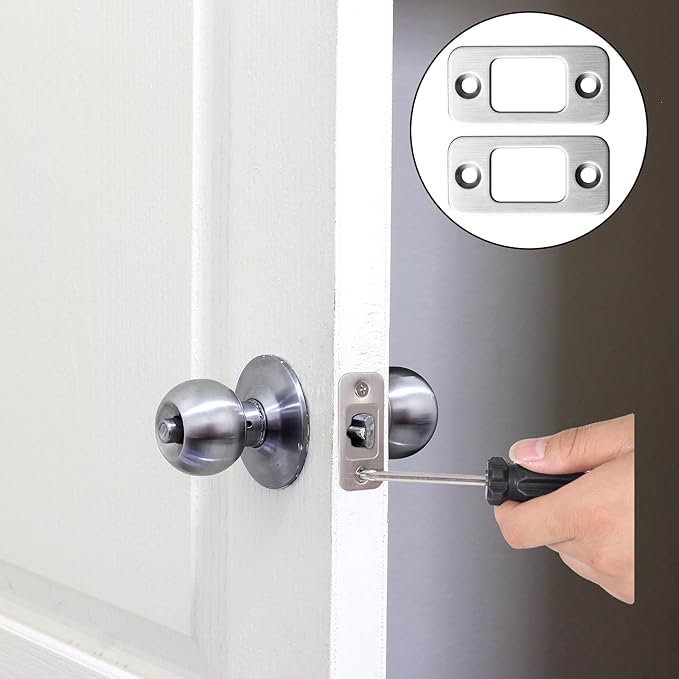 2 Sets Deadbolt Strike Plate Door Strike Plate Door Backplate 1" x 2-1/4" Round - Image 4