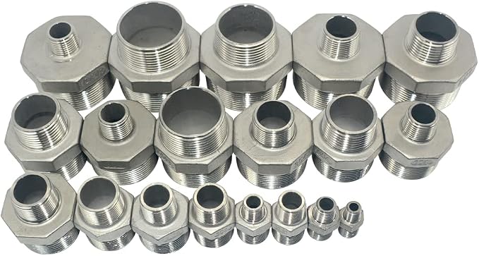 1/2" x 3/8" Male Threaded Reducing Nipple Fitting/Adapter, Stainless Steel - Image 6