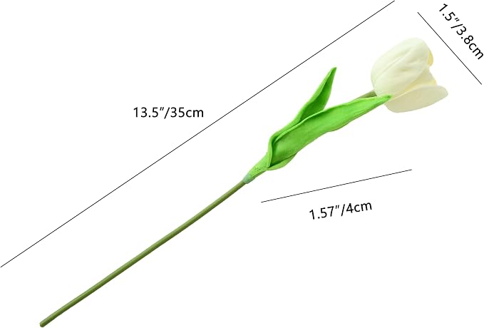 Mandy's 12pcs Artificial Cream Open Tulips | 13.5 Inch Lifelike PU Tulips Faux - Image 2
