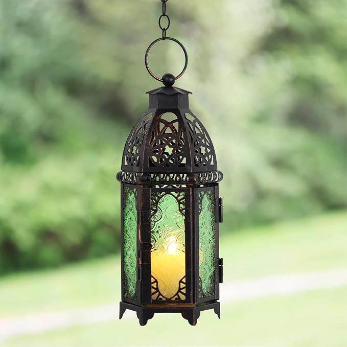 NEEDOMO Hanging Moroccan Lantern, Metal Lanterns Decorative Indoor Outdoor - Image 8