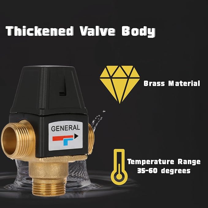 3-Way Mixing Valve 3/4 Mixing Valve DN20 Male Thread Brass Thermostatic Mixing - Image 4