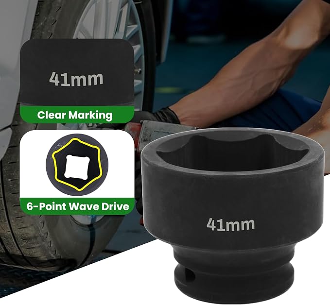 1/2" Drive 41mm Deep Impact Socket, 6 Point Chrome Molybdenum Steel Heavy Duty - Image 3