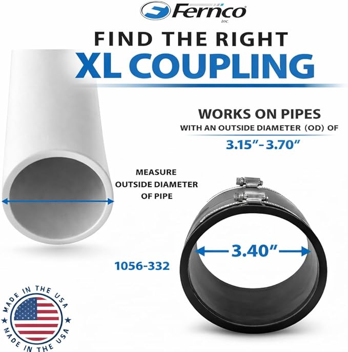 Fernco XL 1056-332 Flexible Pipe Coupling 3” – Extra-Long DWV Connector - Image 2