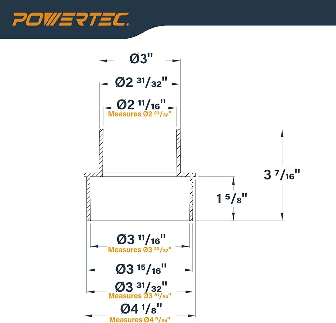 POWERTEC 70475 4-Inch to 3-Inch Reducer and 4 Inch Dust Control Flex Cuff - Image 4