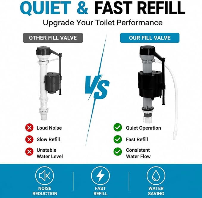 Universal Toilet Flusher Replacement Kit, Toilet Fill Valve Replacement Kit - Image 3